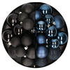 Decoris kerstballen 60x stuks -zwart/donkerblauw -4-5-6 cm - kunststof - Kerstbal