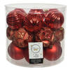 40x stuks luxe kunststof kerstballen rood mix 8 cm - Kerstbal