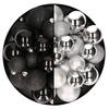 Kerstballen 60x stuks - mix zilver/zwart - 4-5-6 cm - kunststof - Kerstbal