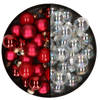 Mini kerstballen - 48x- transparant parelmoer/rood - 2,5 cm - glas - Kerstbal