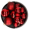 Othmar Decorations kerstballen - 10x st - donkerrood - glas - 8 en 10 cm - Kerstbal
