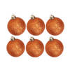 6x stuks kunststof glitter kerstballen oranje 6 cm - Kerstbal