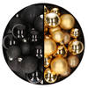 Kerstballen 60x stuks - mix goud/zwart - 4-5-6 cm - kunststof - Kerstbal