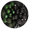 Decoris kerstballen 60x - mix donkergroen/zwart - 4-5-6 cm - kunststof - Kerstbal