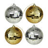 Kerstballen disco - 4x st - goud en zilver - 10 cm - kunststof - Kerstbal