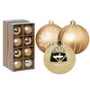 Feeric lights and christmas kerstballen 16x - 8 cm - kunststof -goud - Kerstbal