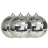 Othmar Decorations disco kerstballen - 4x - zilver - 10 cm - kunststof - Kerstbal