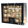 Kerstballen - 42x - 5, 6, 7 cm - met glans piek - champagne - glas - Kerstbal
