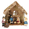 Complete kerststal met kerststal beelden -H26 cm - hout/mos/polyresin - Kerststallen