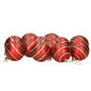 12x stuks gedecoreerde kerstballen rood kunststof 6 cm - Kerstbal