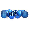 12x stuks kerstballen blauw mix van mat/glans/glitter kunststof 8 cm - Kerstbal