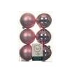 6x stuks kunststof kerstballen lippenstift roze 8 cm glans/mat - Kerstbal