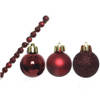 14x stuks kunststof kerstballen donkerrood 3 cm mat/glans/glitter - Kerstbal