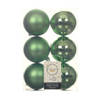 12x stuks kunststof kerstballen groen 8 cm glans/mat - Kerstbal