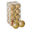 16x stuks kerstballen goud glitters kunststof 3 cm - Kerstbal