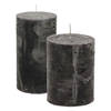 Stompkaarsen/cilinderkaarsen set - 2x - zwart - rustiek model - Stompkaarsen