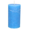 Stompkaars/cilinderkaars - helder blauw - 7 x 13 cm - rustiek model - Stompkaarsen