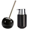 Toilet spullen set - Toiletborstel met zeeppompje - keramiek - zwart - Badkameraccessoireset