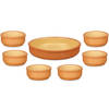 Set 7x tapas/creme brulee schaaltjes - terra/geel - 6x 8 cm/1x 23 cm - Snack en tapasschalen