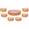 Set 7x tapas/creme brulee schaaltjes - terra/roze - 6x 12 cm/1x 23 cm - Snack en tapasschalen