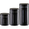 Voorraadpotten/blikken met venster - 3x - zwart - 600 tot 1200 ml - metaal - Voorraadblikken