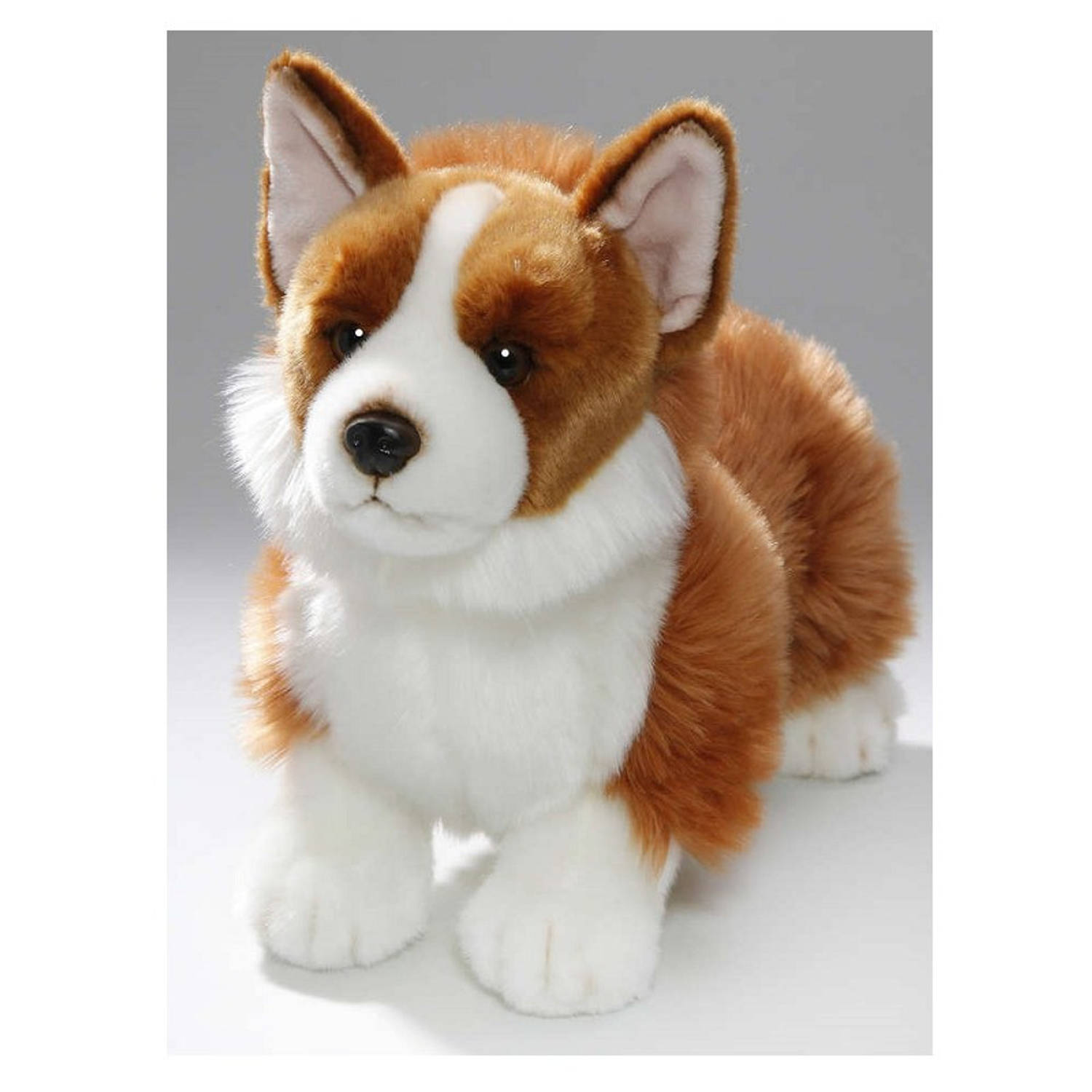 Pluche bruin/witte Corgi hond knuffel 35 cm - Honden huisdieren knuffels - Speelgoed voor kinderen