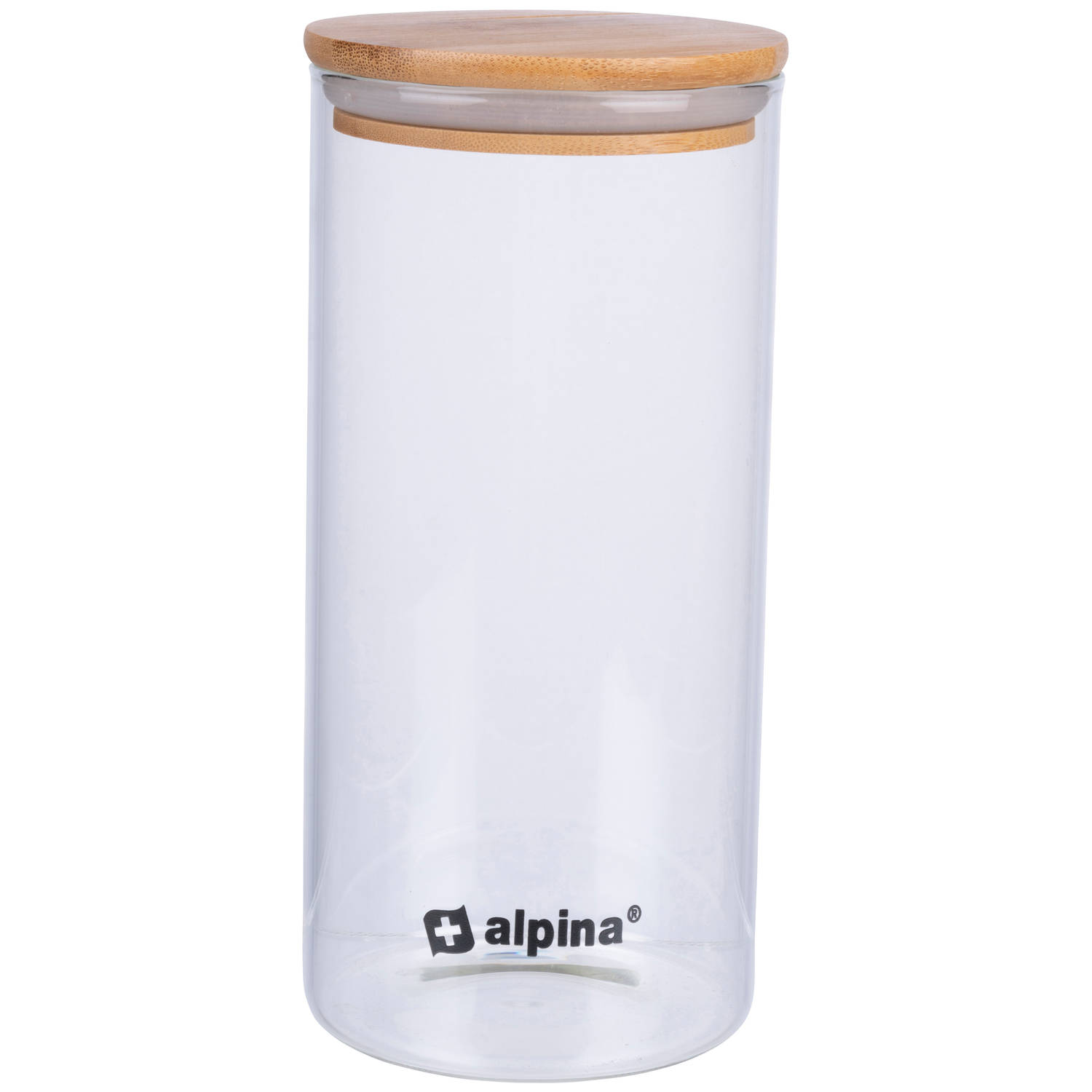 alpina Voorraadpot 1.25L - Glazen Pot met Deksel - Bewaarpot van Borosilicaatglas/Bamboe