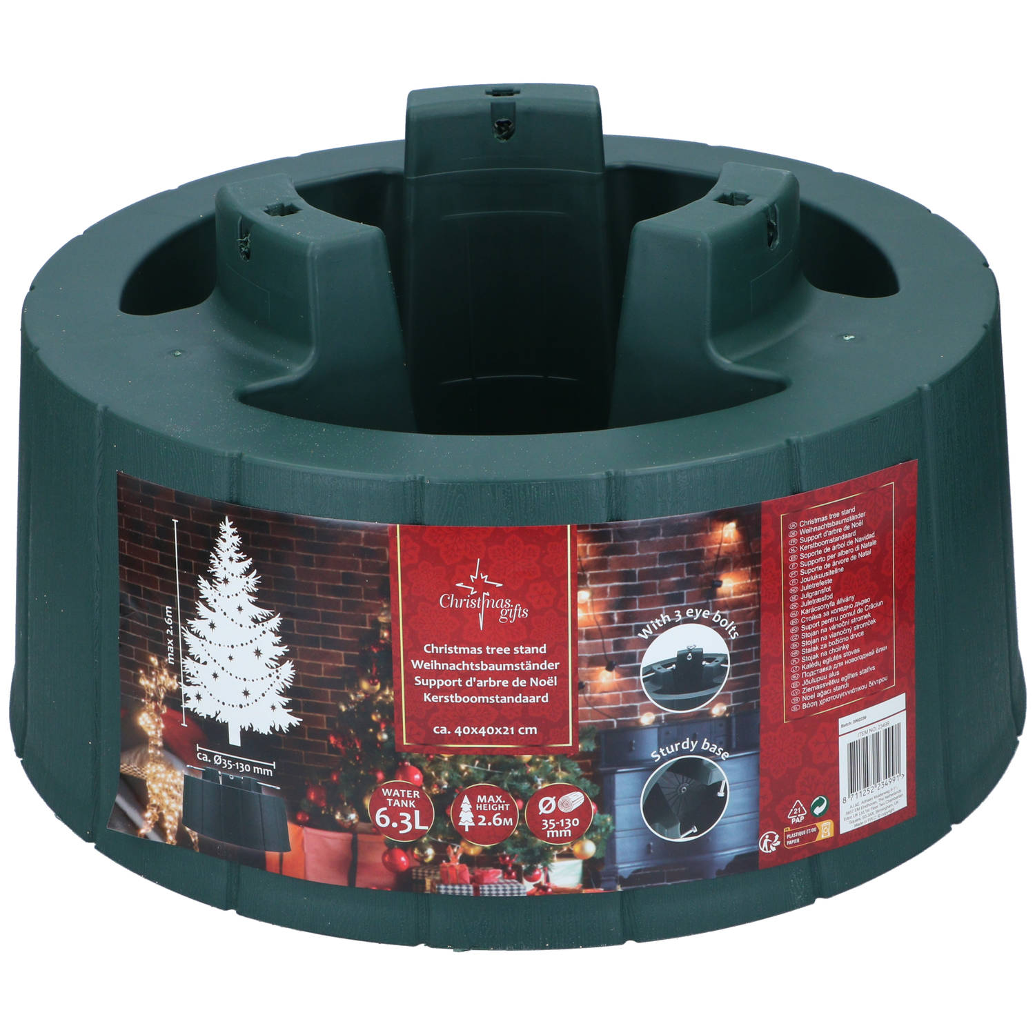 Christmas Gifts Kerstboomstandaard - voor Kerstbomen tot 2.6M - Kerstboomvoet met 6.3L Watertank