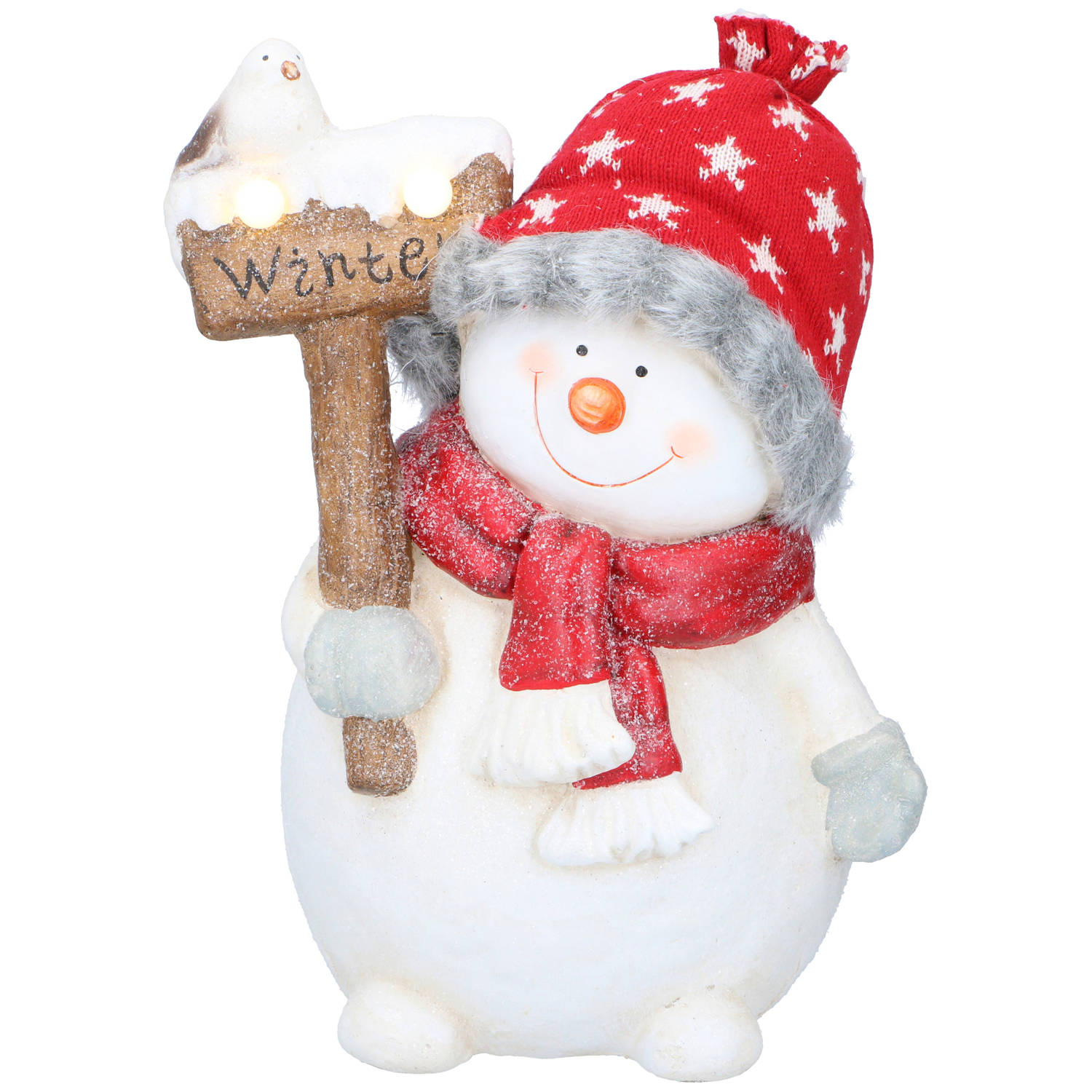 Christmas Gifts Kerst Beeld Sneeuwpoppenpaar - Beeldje 36CM - Kersversiering voor Binnen en Buiten