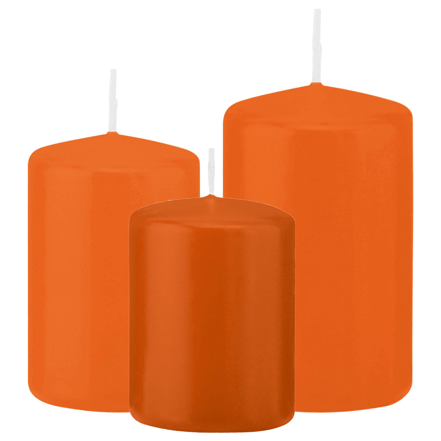 Trend Candles - Stompkaarsen set 6x stuks oranje 8-10-12 cm