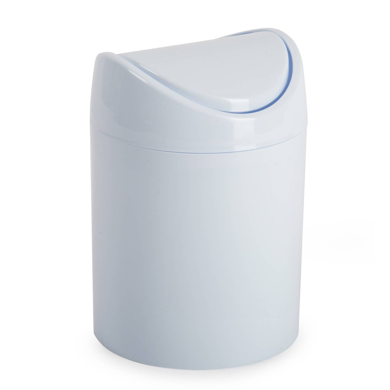 Plasticforte Mini prullenbakje - wit - kunststof - met klepdeksel - keuken aanrecht/tafel model - 1,4 Liter - 12 x 17 cm