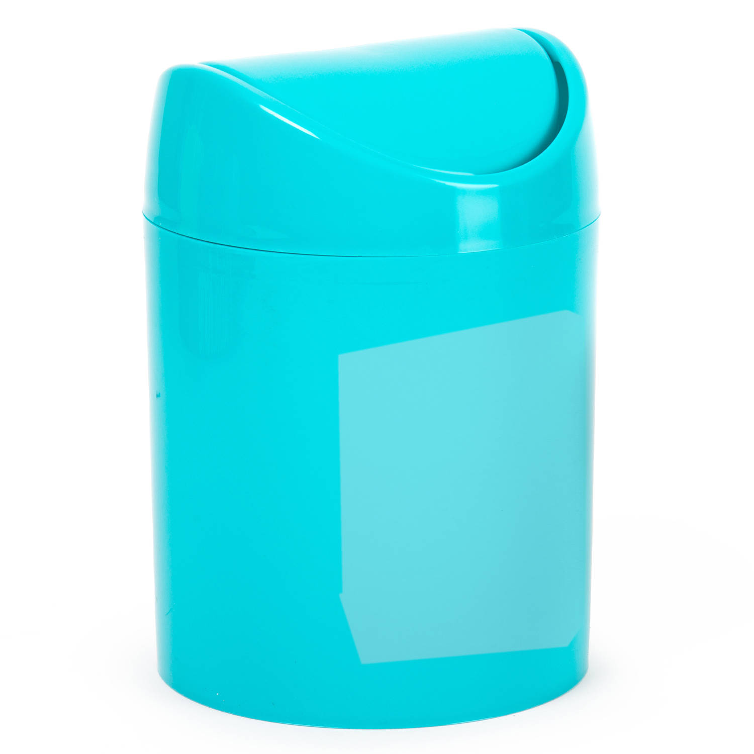 Plasticforte Mini prullenbakje - blauw - kunststof - met klepdeksel - keuken aanrecht model - 1,4 Liter - 12 x 17 cm - P