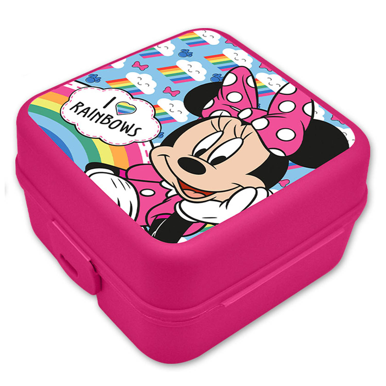 Disney Minnie Mouse broodtrommel/lunchbox voor kinderen - roze - kunststof - 14 x 8 cm
