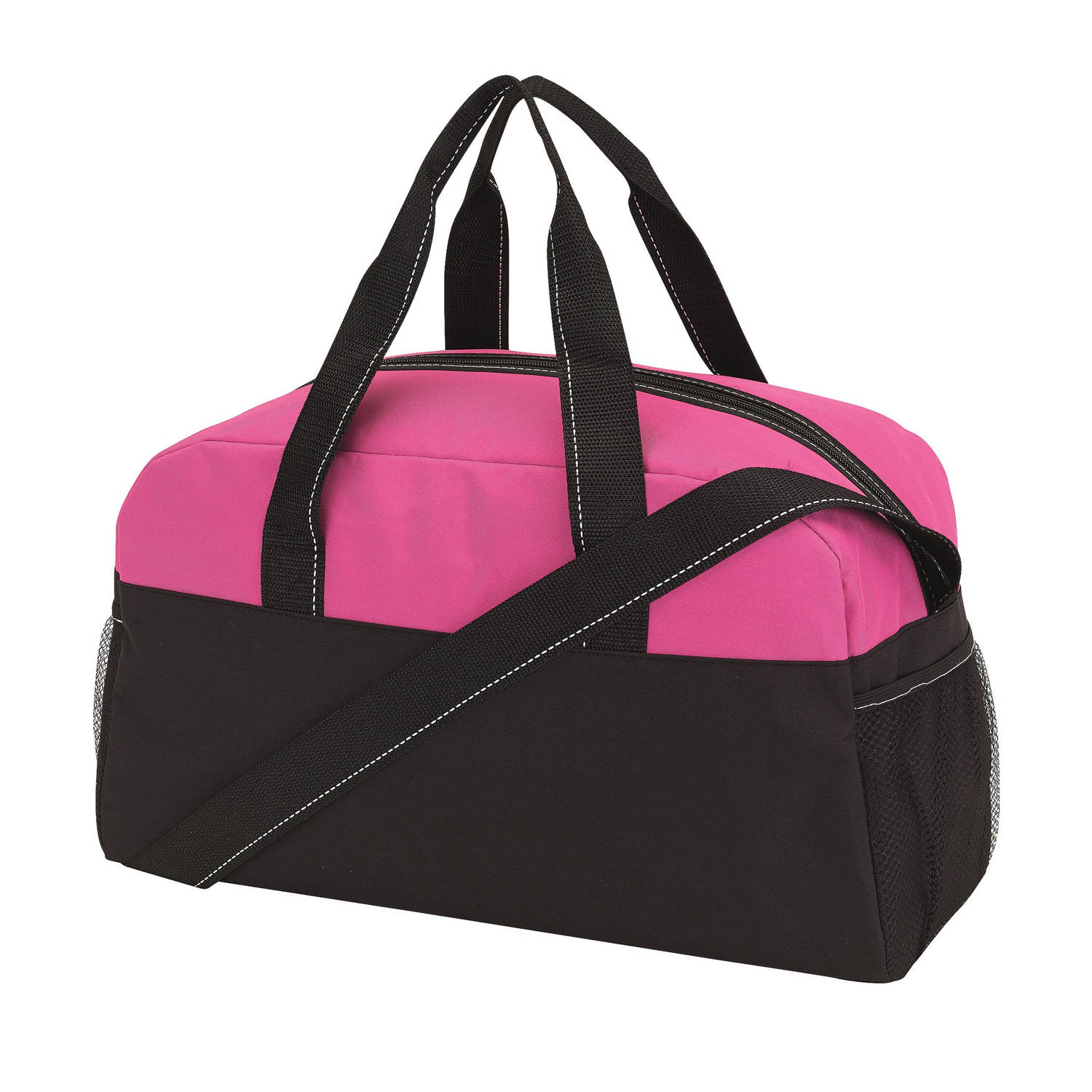 Sporttas model Fitness Master - 45 x 19 x 26 cm - roze/zwart - voor kind/volwassenen