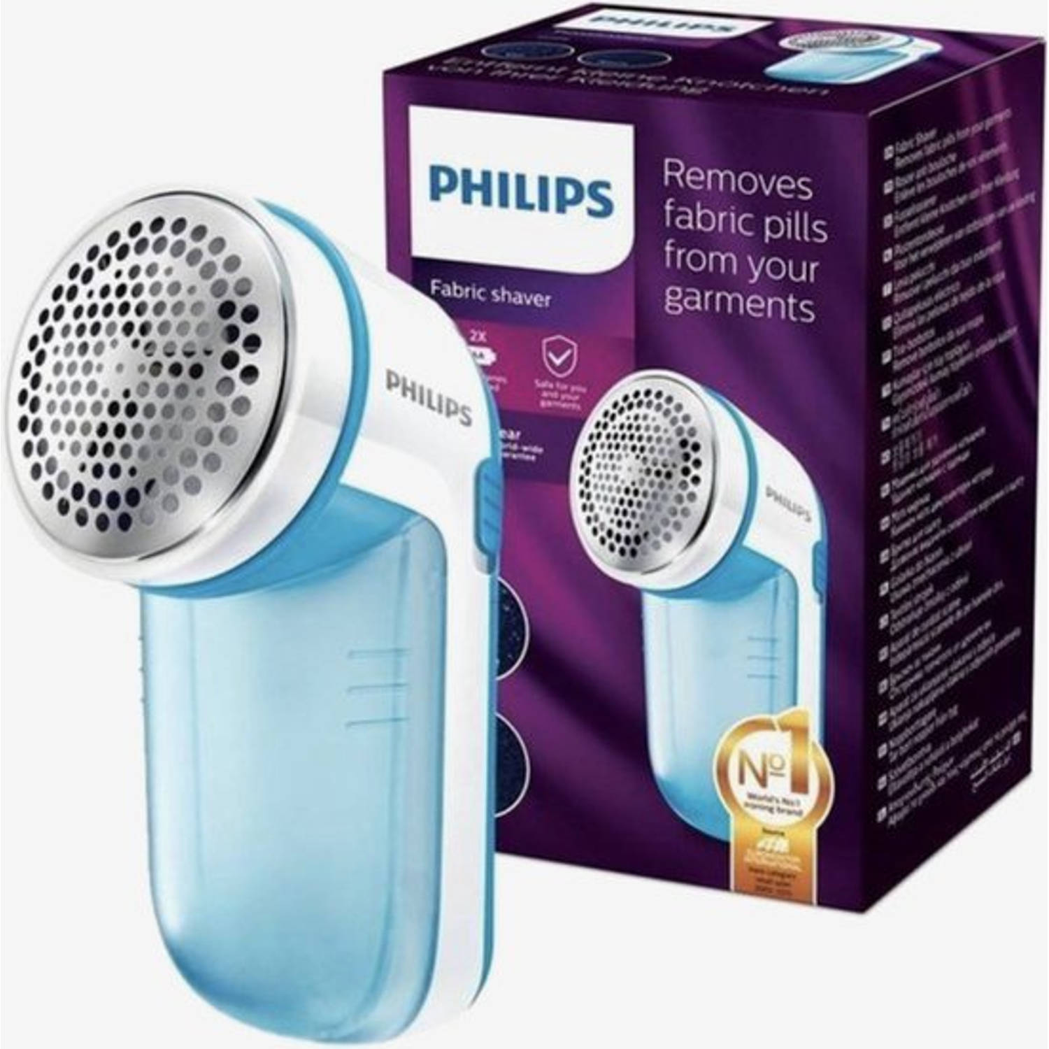 Philips Ontpiller Pluizenverwijderaar Ontpluizer Pluizenondeuse Op Batterijen GC026 Blauw