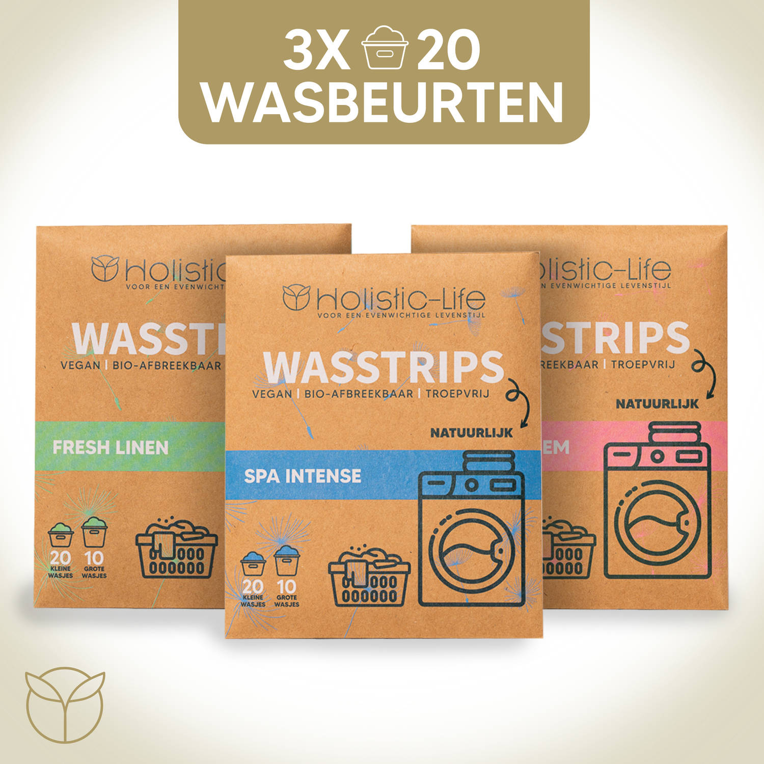 Wasmiddeldoekjes Proefpakket 3x20 Wasbeurten Fresh Linen Lentebloesem Spa Intense Wasstrips Incl. Wa