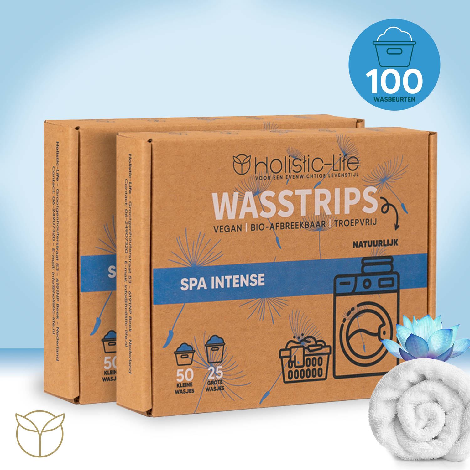 Natuurlijke Wasmiddeldoekjes - Spa Intense Wasstrips 100 Wasbeurten Incl. Wasverzachter - Wasmiddel Wasdoekjes - Vegan -