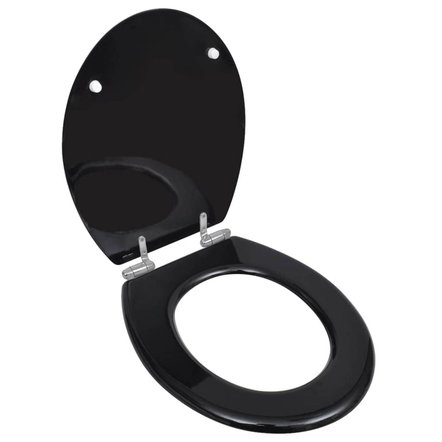 The Living Store Toiletbril Zwart 45 x 36 x 5 cm (L x B x H) Soft-close Inclusief 2 stuks