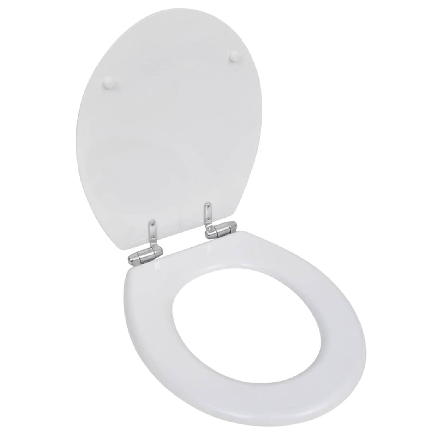 The Living Store Toiletbril MDF Soft-close Wit 45 x 36 x 5 cm Verstelbare scharnieren Set van 2