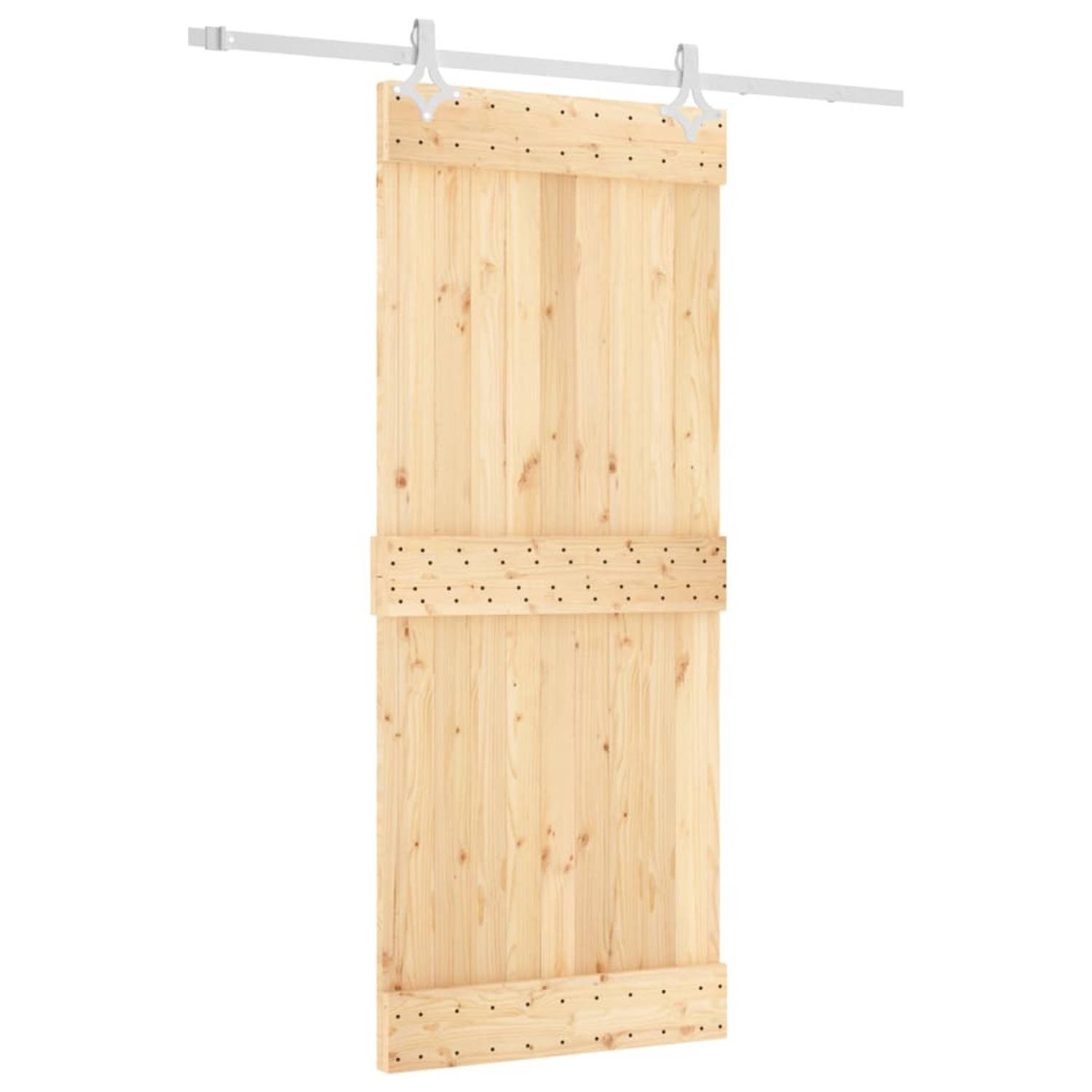 The Living Store Schuifdeur Massief Grenenhout - 85 x 3.6 x 210 cm - Inclusief Hardwareset