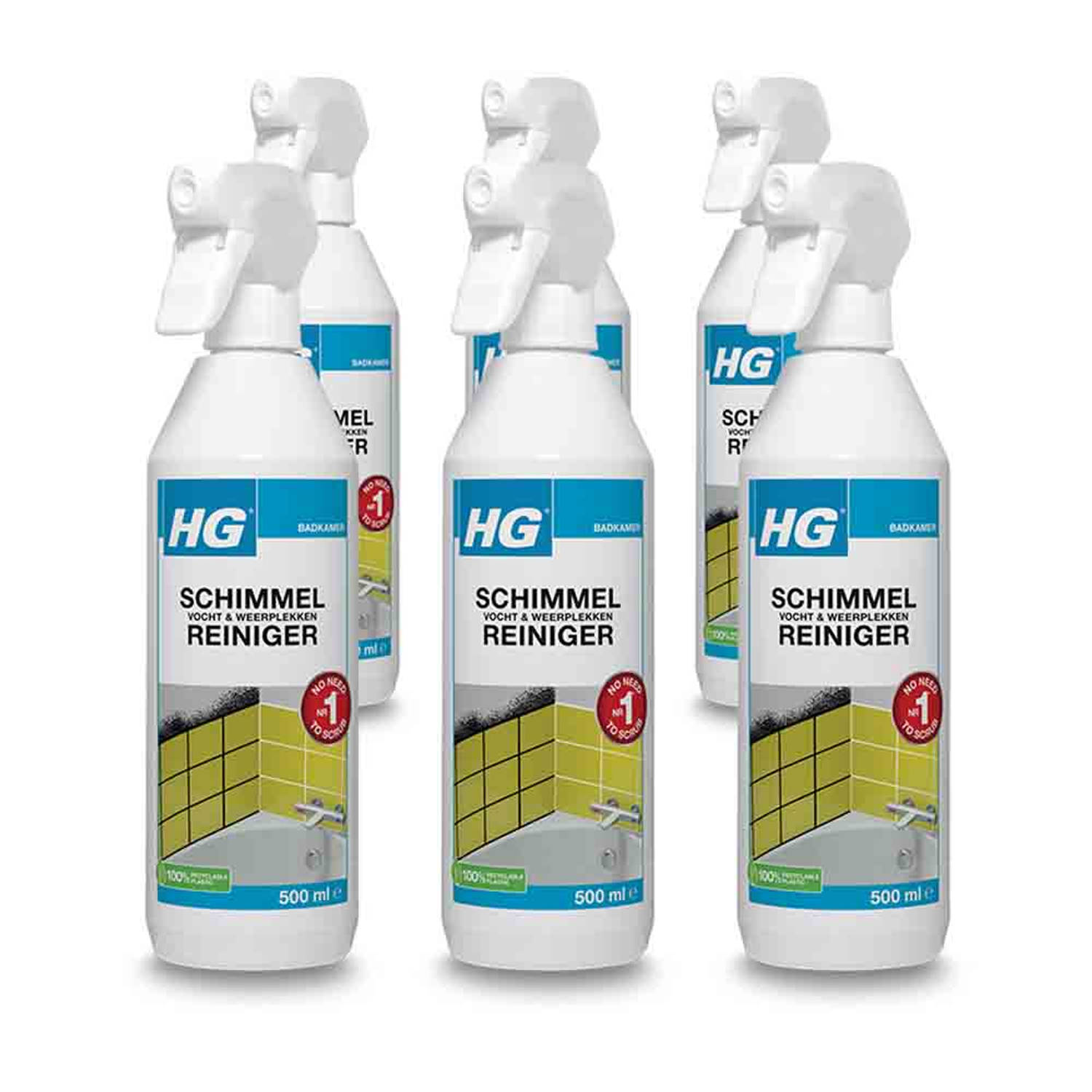 HG schimmel, vocht- & weerplekkenreiniger 500 ml - 6 stuks