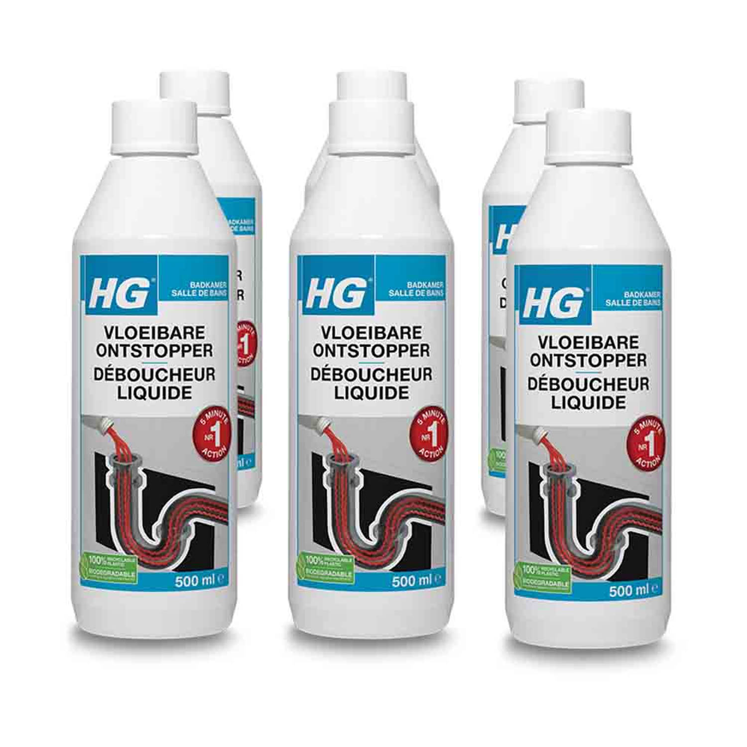 HG vloeibare ontstopper - 500 ml - 6 stuks
