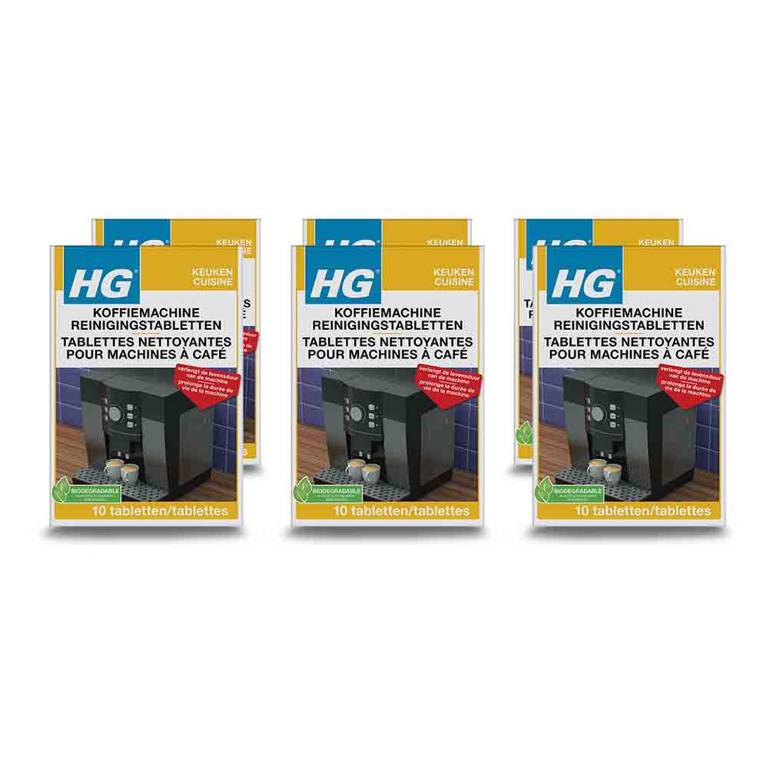 HG koffiemachine reinigingstabletten 10 tabletten - 6 stuks