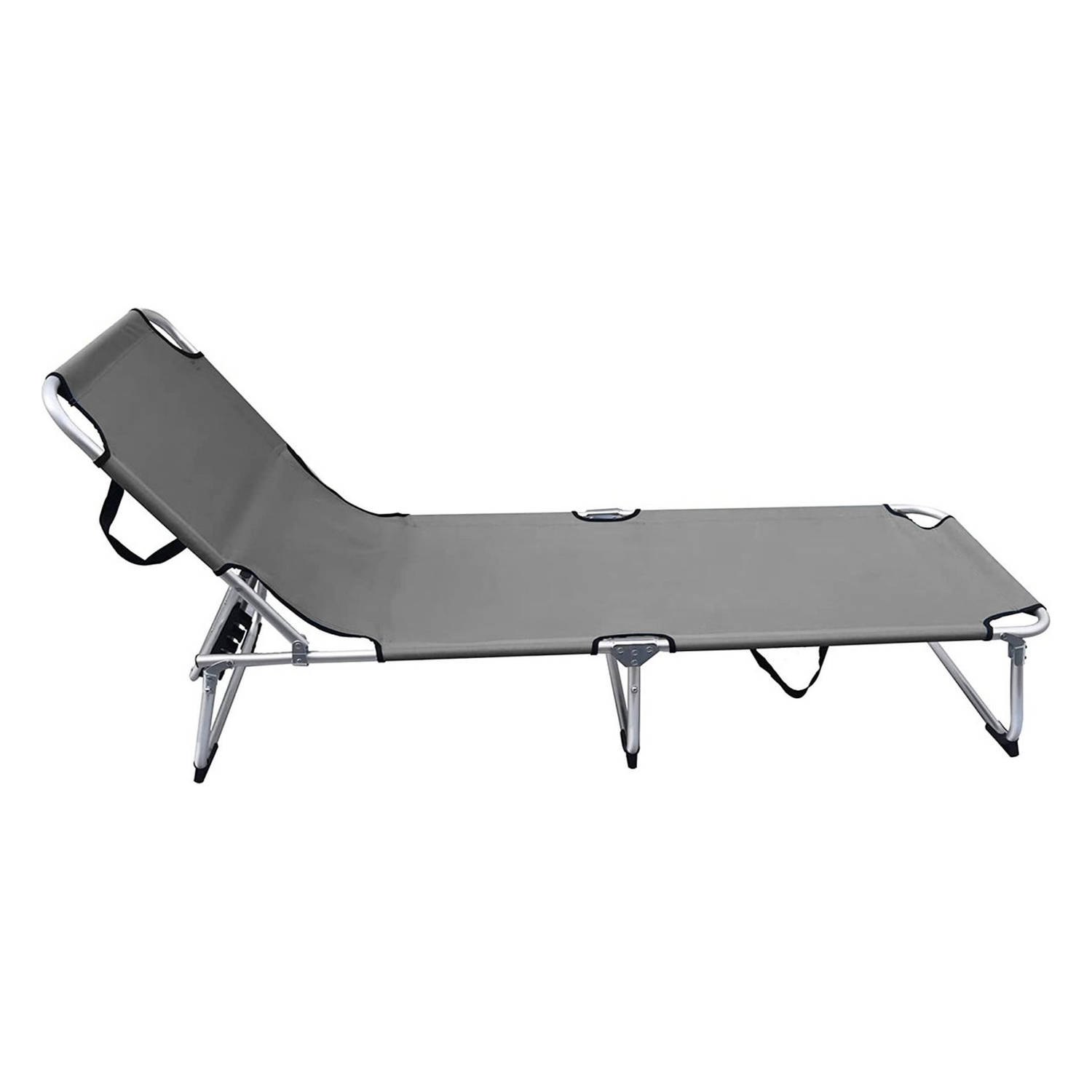 MaxxGarden Aluminium Ligstoel voor Tuin en Zwembad Verstelbare Rug 189x59 cm (grijs)