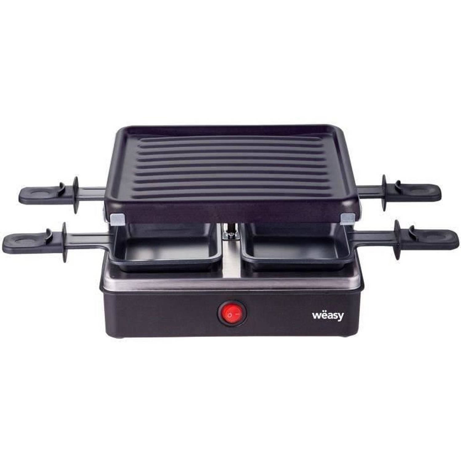 WEASY LUGA40 - Raclette en grill voor 4 personen - 600W - Antiaanbaklaag - 19,7x19,7cm - Afneembare plaat