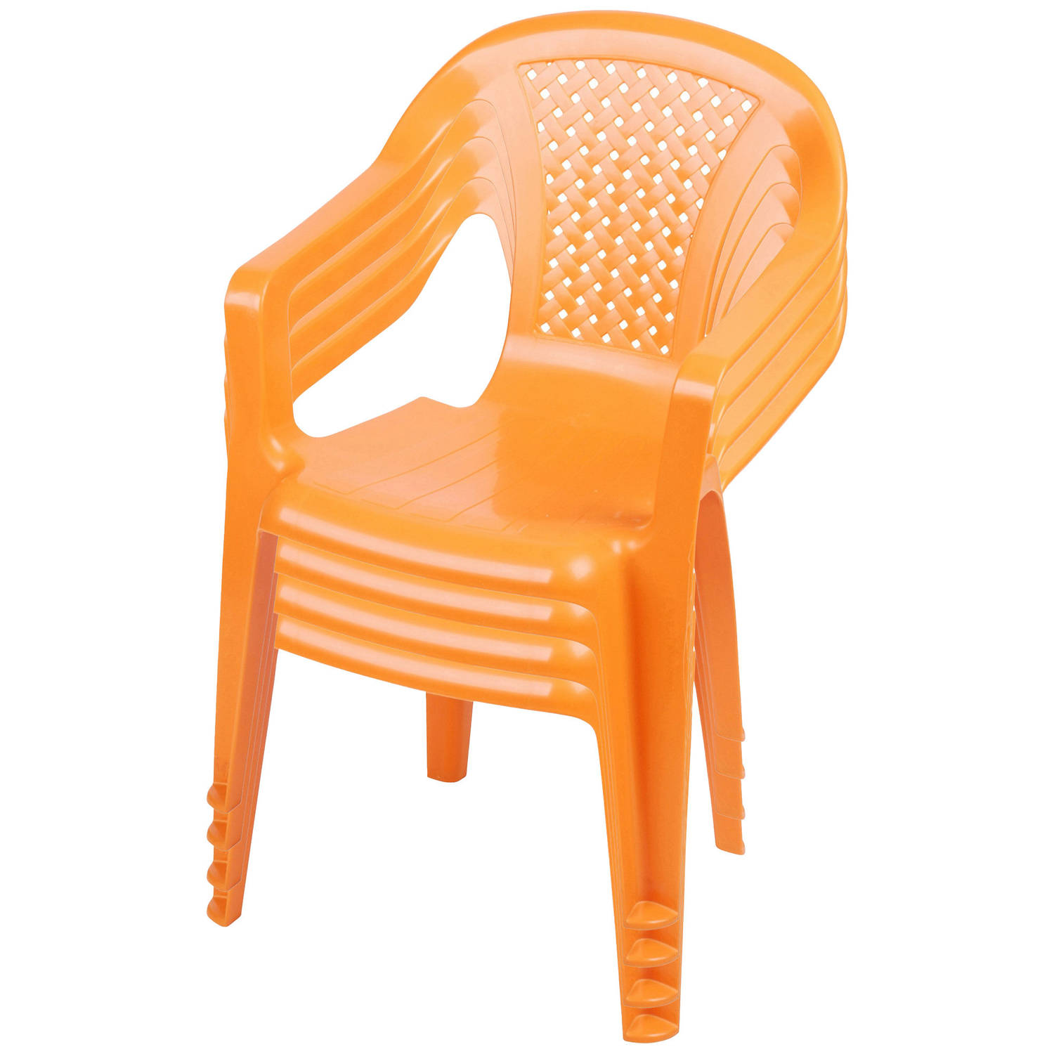 Sunnydays Kinderstoel 4x oranje kunststof buiten-binnen L37 x B35 x H52 cm tuinstoelen Kinderstoelen