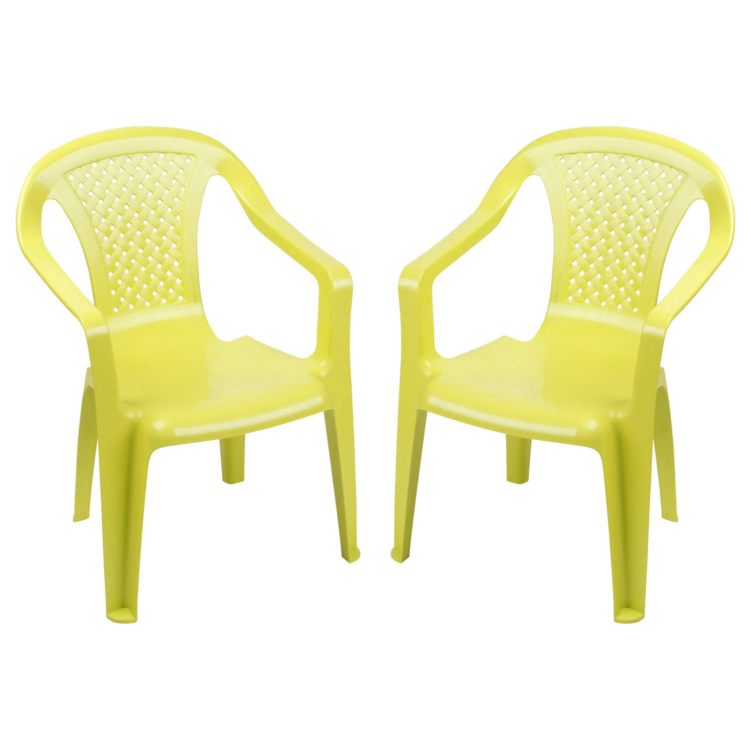 Sunnydays Kinderstoel 2x groen kunststof buiten-binnen L37 x B35 x H52 cm tuinstoelen Kinderstoelen