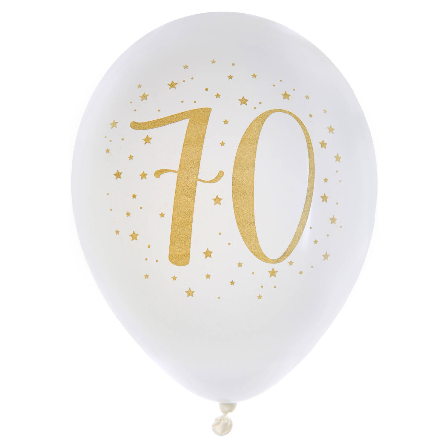 Santex verjaardag leeftijd ballonnen 70 jaar - 8x stuks - wit/goud - 23 cmA - Feestartikelen - Ballonnen