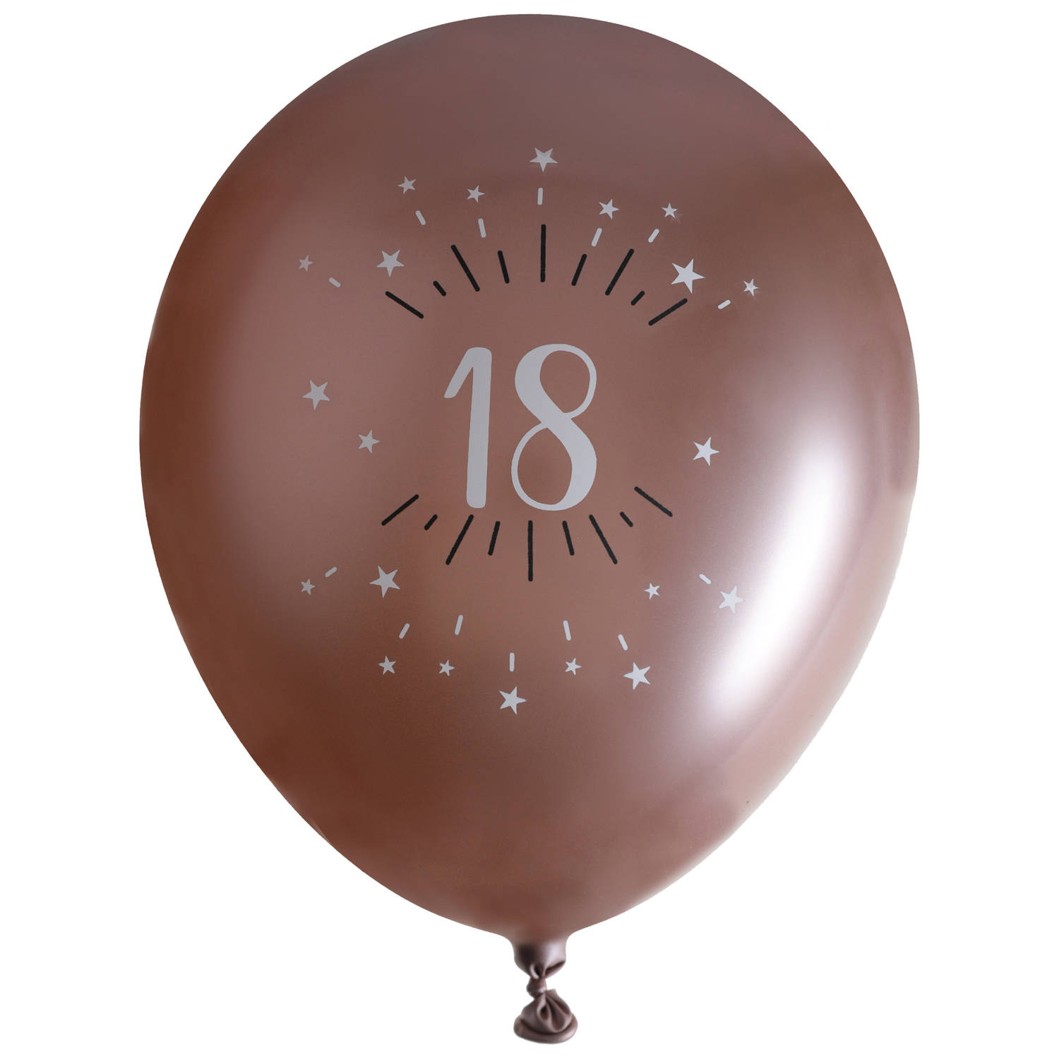 Santex verjaardag leeftijd ballonnen 18 jaar - 6x stuks - rosegoud - 30 cmA - Feestartikelen - Ballonnen