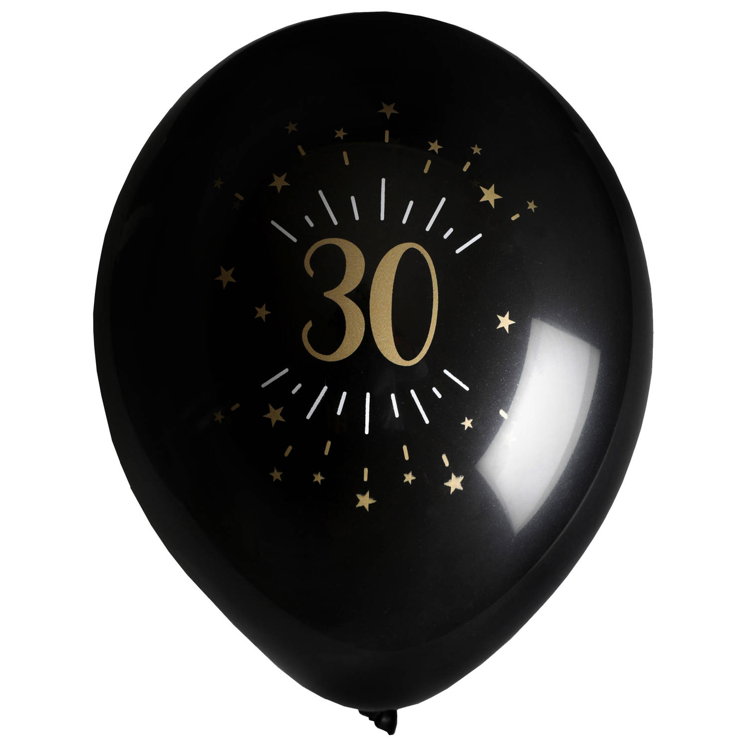 Santex verjaardag leeftijd ballonnen 30 jaar - 8x stuks - zwart/goud - 23 cm - Feestartikelen